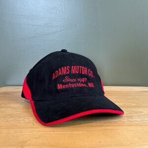 Adams Motor Co. 1947 Montevideo MN Black Red Strapback Hat